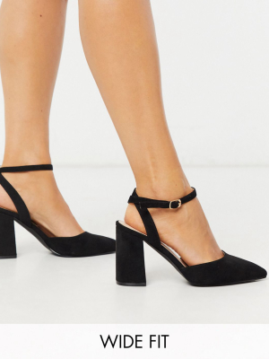 Raid Wide Fit Exclusive Neima Block Heeled Shoes In Black