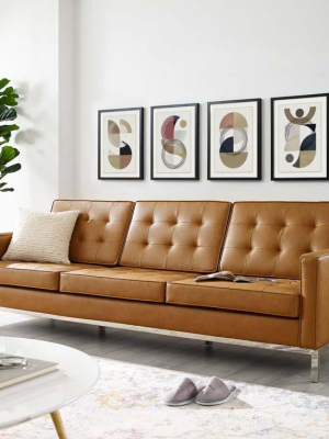 Florence Knoll Style Faux Leather Sofa