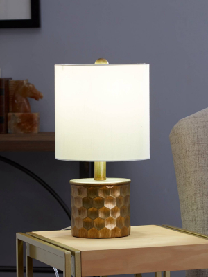 15" The Hive Mini Gilded Silverwood Table Lamp With Shade (includes Cfl Light Bulb) Brushed Gold - Decor Therapy