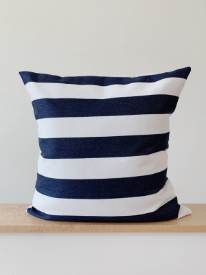 Navy Stripe Pillow Cover
