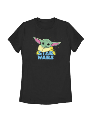 Women's Star Wars The Mandalorian The Child Cartoon Shiny Eyes T-shirt