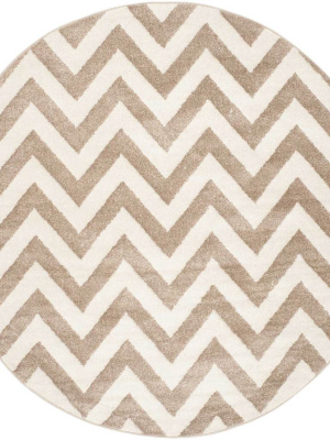 Amherst Chevron Wheat/beige Round Rug