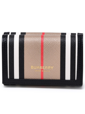 Burberry Logo Print Striped Wallet