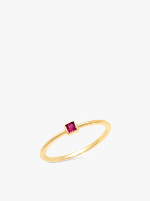 Ruby Princess Cut Pinky Ring