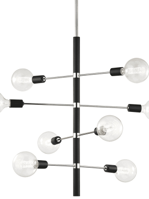 Astrid 8 Light Chandelier - Polished Nickel/black