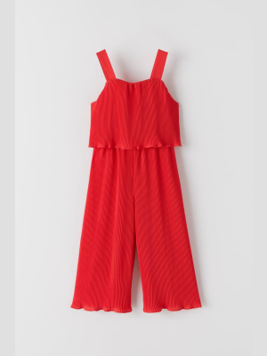 Pleated Jumpsuit With Ruffles