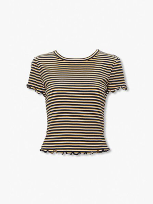 Striped Lettuce-edge Tee