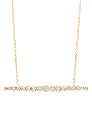 14k Horizontal Graduated Diamond Bar Necklace