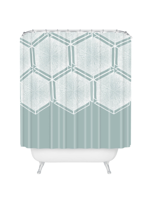 Honeycomb Shower Curtain Blue - Deny Designs