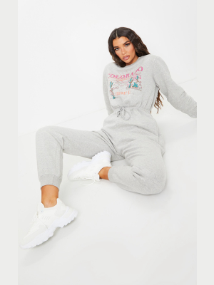 Grey Colorado Long Sleeve Sweat Jumpsuit