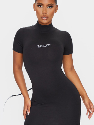 Black Mood Short Sleeve High Neck Sweater Dress