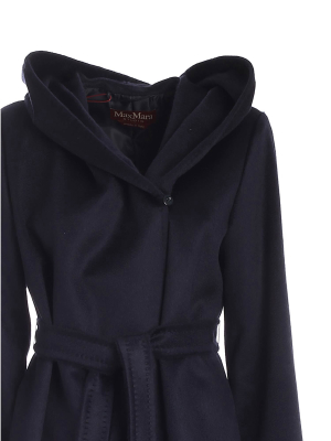 Max Mara Studio Gap Hooded Belted Coat