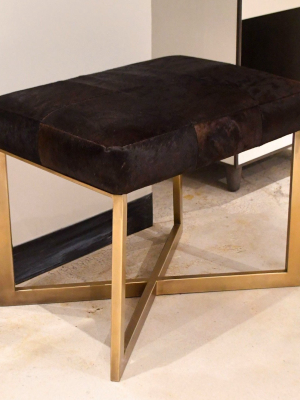 Roger Single Bench Dark Brown Hide With Antique Brass Base