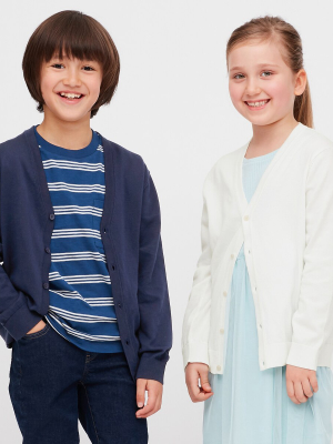 Kids Supima© Cotton Uv Protection V-neck Cardigan