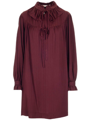 See By Chloé Tonal Striped Jacquard Shirt Dress