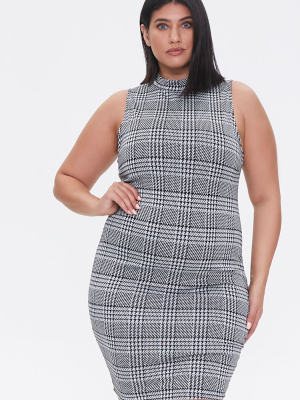 Plus Size Houndstooth Sheath Dress