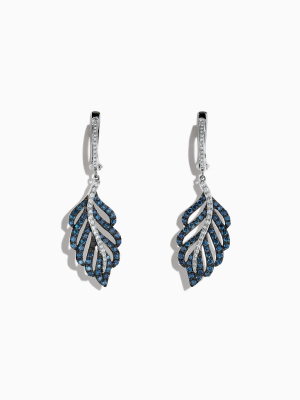 Effy Bella Bleu 14k White Gold Blue And White Diamond Earrings, 1.54 Tcw