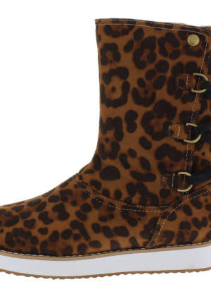 Gamechanger Leopard Rear Lace Up Flat Boot