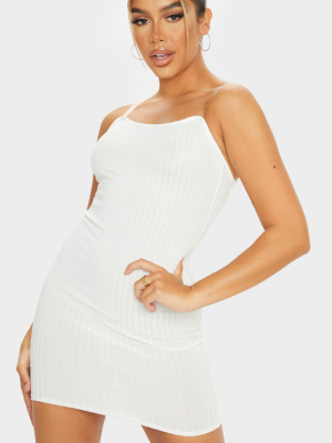 Cream Clear Strap Ribbed Scoop Back Bodycon Dress