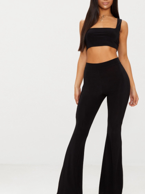 Black Slinky High Waisted Flares