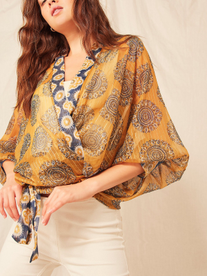 Kantha Shimmer Tie Front Kimono