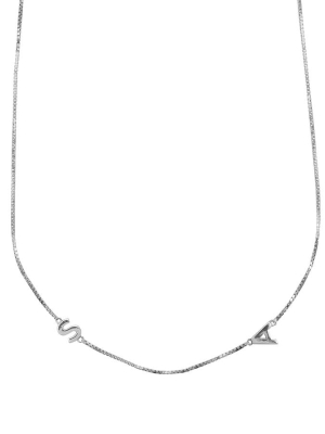 Sterling Silver Double Initial Necklace With Classic Box Chain