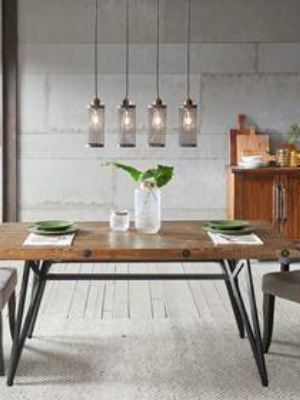 Trestle Dining Gathering Table Amber/gun Metal