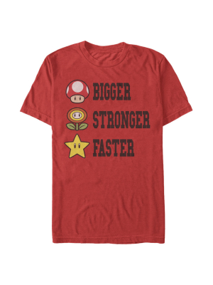 Men's Nintendo Mario Bigger Stronger Faster T-shirt