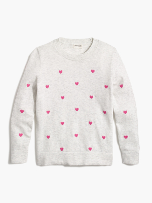 Girls' Embroidered-heart Sweater