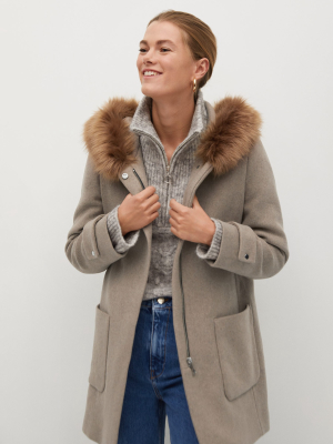 Faux Fur Hooded Coat