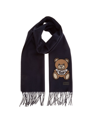 Moschino Teddy Patch Fringed Scarf