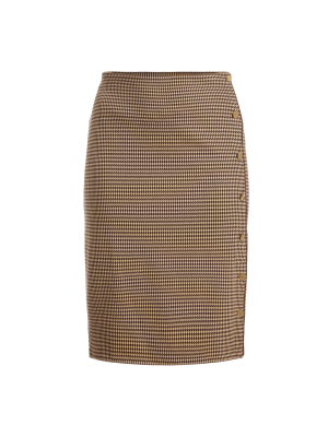 Houndstooth Knit Jacquard Skirt