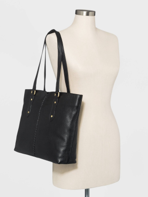 Bolo Crossbody Tote Handbag With Whipstitch Detail