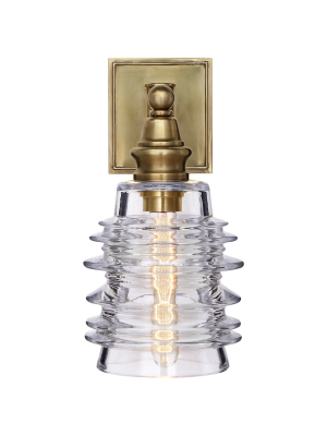 Covington Sconce In Various Colors With Clear Ribbed Wide Glass