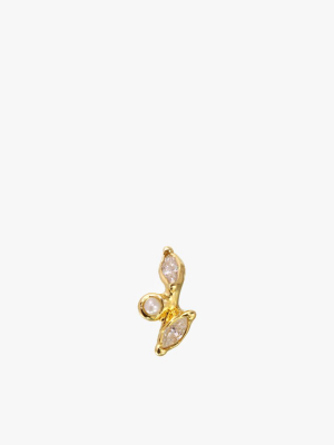 Diamond Leaf & Pearl Stud