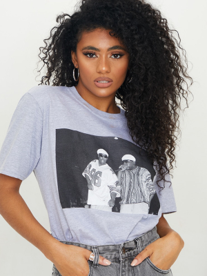 Grey Biggie 96 Print Oversized T Shirt