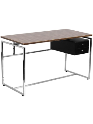 Viola Walnut Aluminum 2 Drawer Office Desk