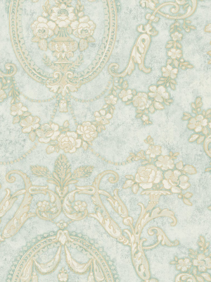 Frills Cameo Wallpaper In Vintage Blue From The Vintage Home 2 Collection By Wallquest