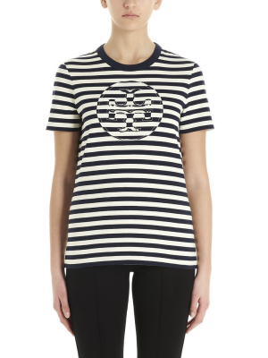 Tory Burch Striped Logo Patch T-shirt