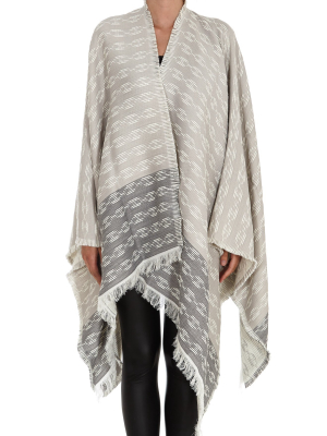 Elisabetta Franchi Chain Link Print Fringed Poncho