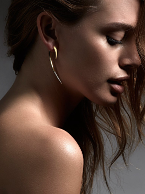 Hook Diamond Large Earrings - Yellow Gold Vermeil & Diamond