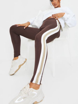 Chocolate Multi Side Stripe Leggings