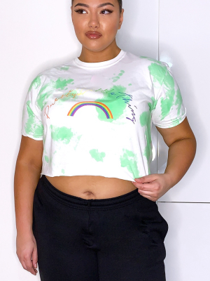 Plus Green Nhs Tie Dye Rainbow Crop T Shirt