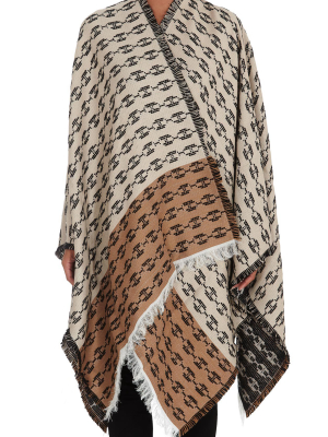 Elisabetta Franchi Chain Link Print Fringed Poncho