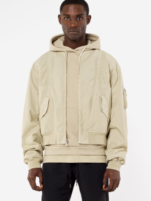 Cotton Poplin Frame Flight Jacket / Desert