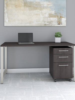 Bush Business Furniture 60wx30d Table Desk W/3 Drawer Mobile File Cabinet Gray/gray 400s150sg