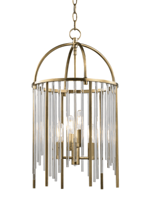 Lewis 4 Light Pendant Aged Brass