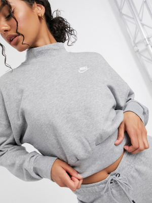 Nike Essentials Mock Neck Cropped Sweatshirt In Gray