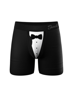 The 009 | Black Tuxedo Ball Hammock® Pouch Underwear With Fly