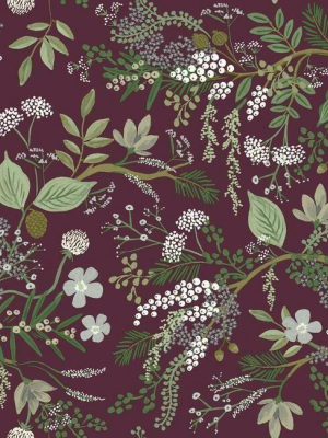 Juniper Forest Wallpaper In Burgundy From The Rifle Paper Co. Collection By York Wallcoverings